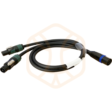 Speaker Y cable 2x 4.0 mm² 2 core  from NEUTRIK NL4MX (4-pole) to 2 x NEUTRIK NL4FXX-W-L (2-pole)