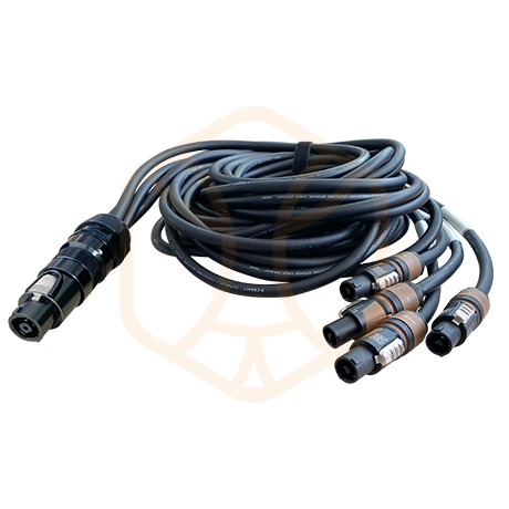 4.0 mm² 2 cores cable from Neutrik NLT8 FXX-BAG (8-pole) to 4 x NEUTRIK NL2FXX-W-S (2-pole )
