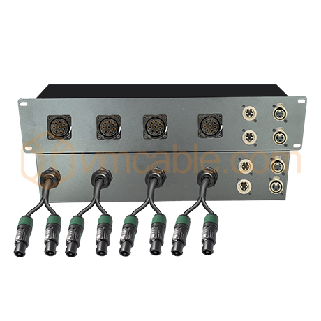 LK008-4CH8XL2 Split-Out Box, 4 CH VM-LK008FP (8-pole) to 8x Neutrik NL4MPXX, 4x XLR female / male