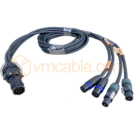 VM-LK240-5 2F2M, Speaker split cable, VM-LK008MV-SW 8-pol to 2x Neutrik NL4FXX-W-L + 2x Neutrik NL4MX