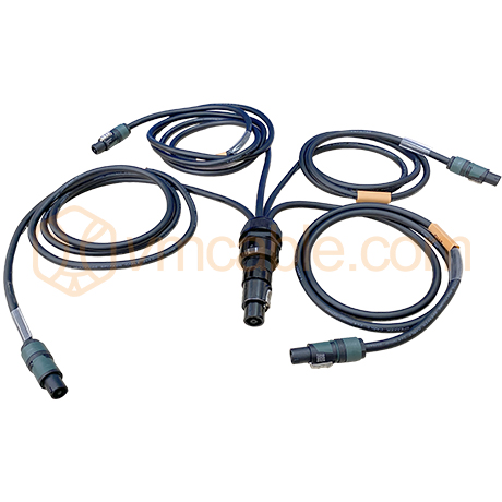 VM-NL4240-15 SC-2M, Speaker split cable, 4x 4.0 mm²  2 cores cable from Neutrik NLT8 FXX-BAG to 4x Neutrik NL4FXX-W-L 